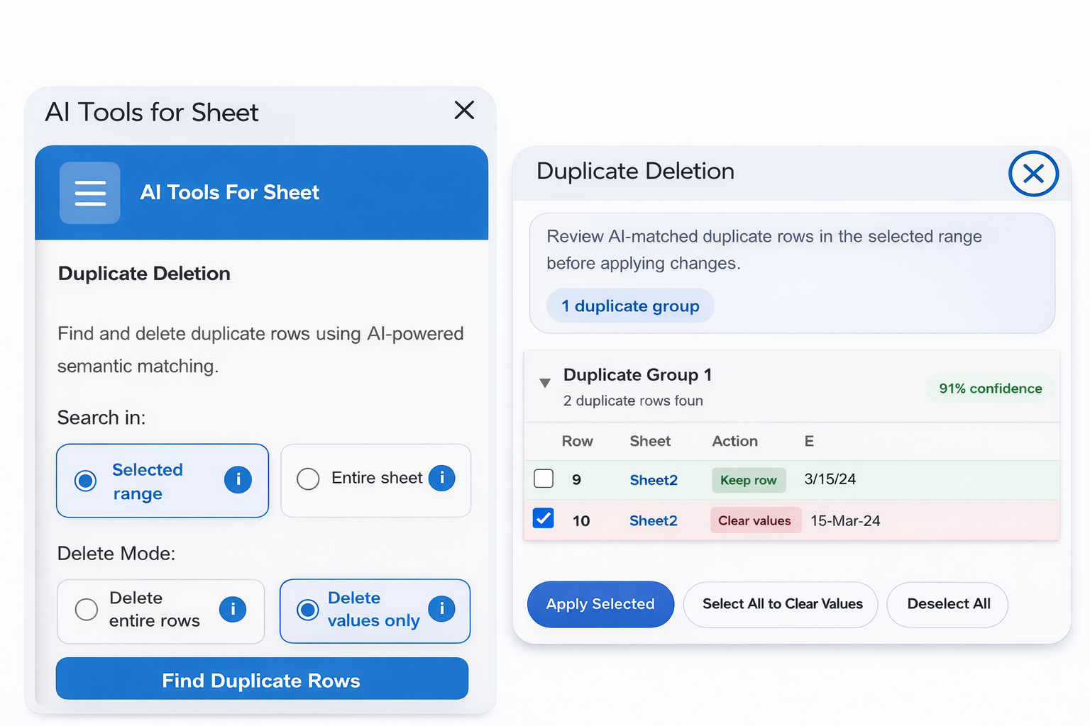 Find and review duplicates in Google Sheets