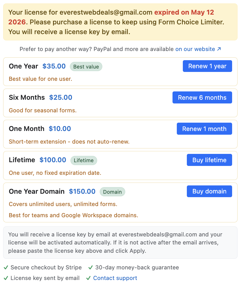 Choose a Renewal Plan