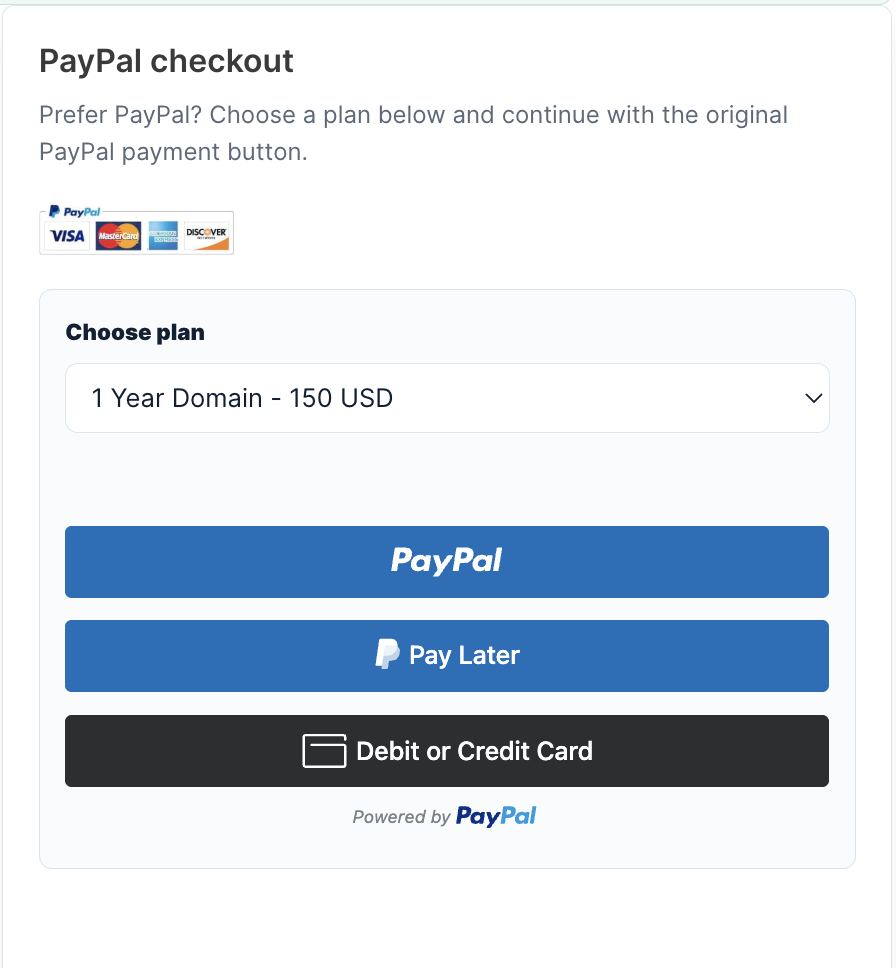 PayPal Plan Selector
