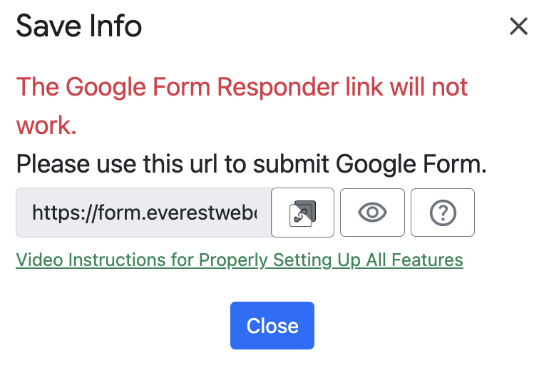 Choice Eliminator sidebar responder URL field showing https://form.everestwebdeals.co link with copy button and preview button