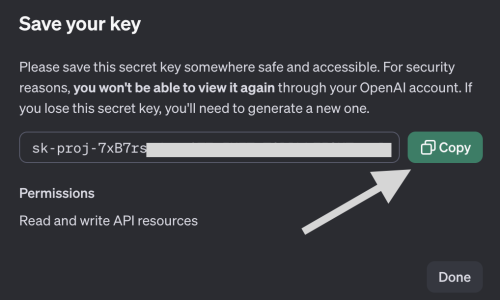 Copy your key to your clipboard.